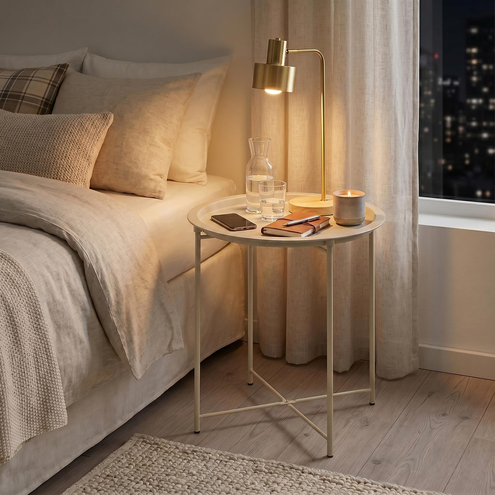 VECELO on balcony as coffee table showing outdoor durability and style