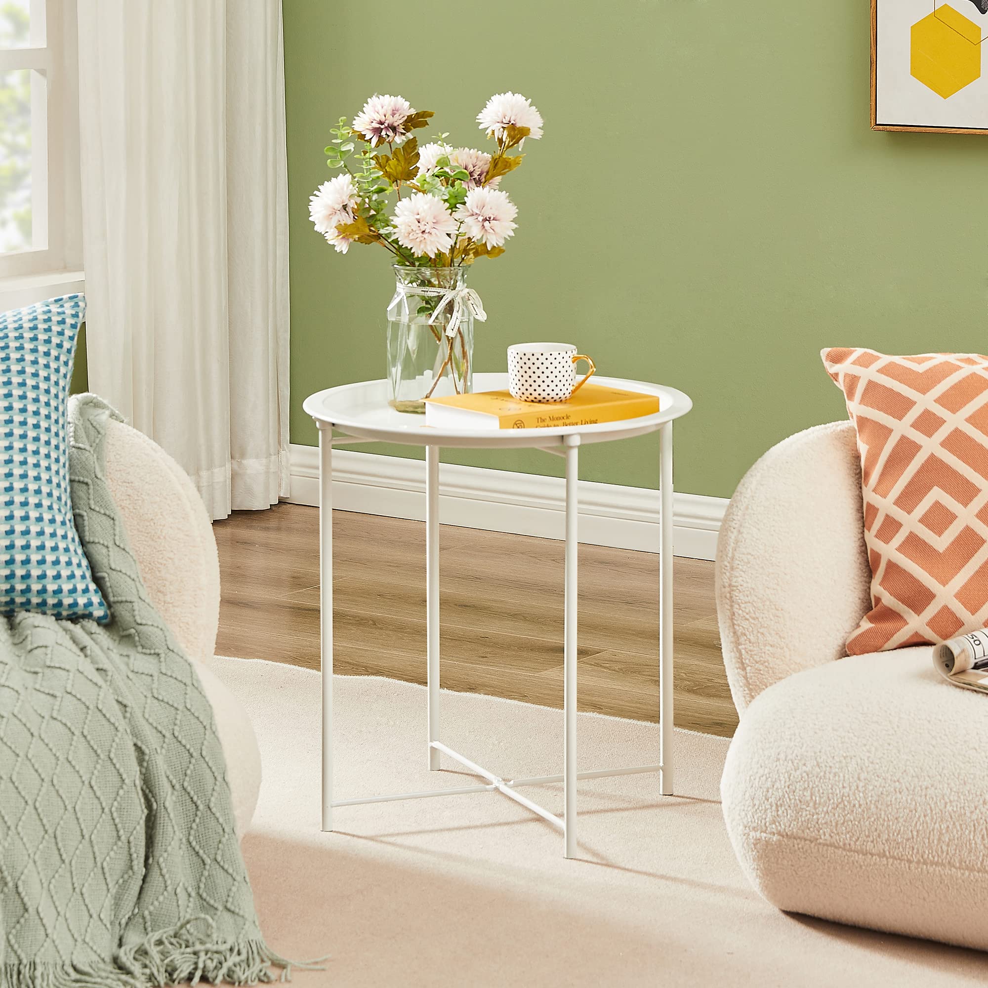VECELO table on balcony demonstrating outdoor suitability and rust-resistant finish