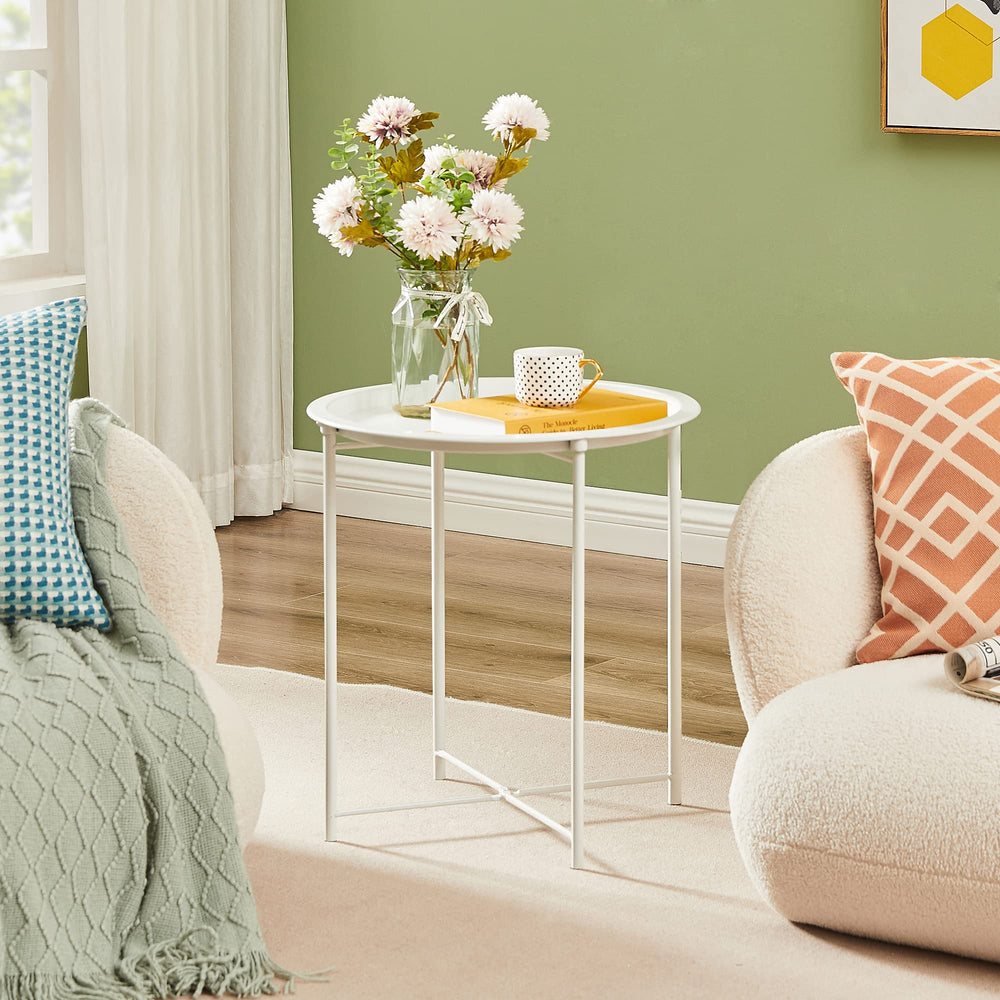VECELO table on balcony demonstrating outdoor suitability and rust-resistant finish
