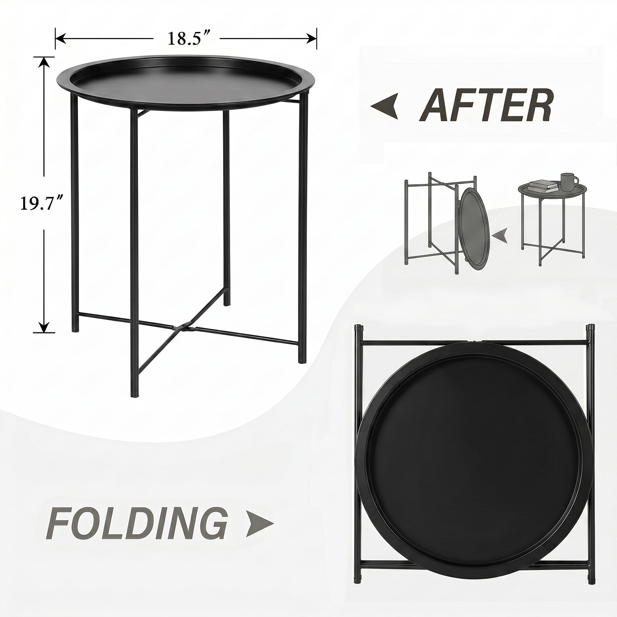VECELO side table next to chair showing size and scale for small spaces