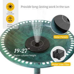 VECELO solar fountain floating in bowl showing moving water to attract birds