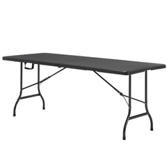 VECELO table front view expanded showing stability and large eating surface benefit