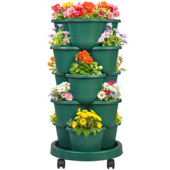 VECELO front view of 5-tier planter showing compact stack and clean lines