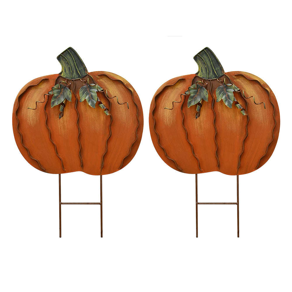 Veclotch front view pumpkin stake showing warm fall welcome and curb appeal