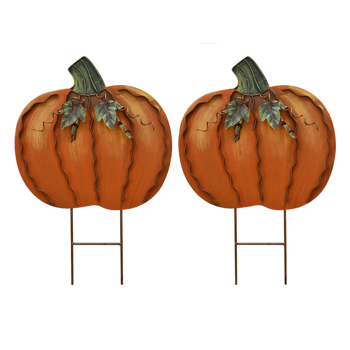 Veclotch front view pumpkin stake showing warm fall welcome and curb appeal