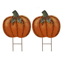 Veclotch front view pumpkin stake showing warm fall welcome and curb appeal