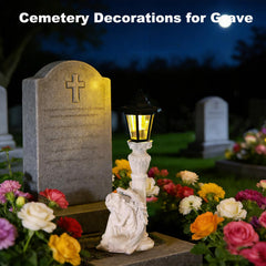 VEEKI statue glowing at night in garden provides soft evening illumination benefit