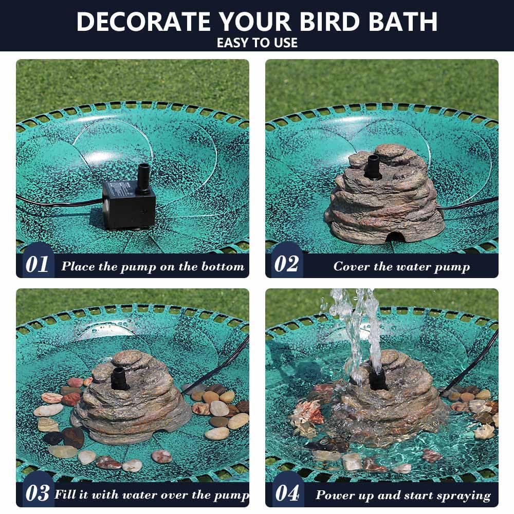 Veflauresi fountain with bird using bath illustrating attraction benefit