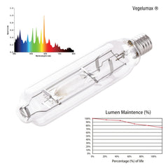 Vegelumax side profile highlighting lamp length and sturdy design benefit