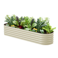 Vego garden front view pearl white shows neat raised bed and easy access