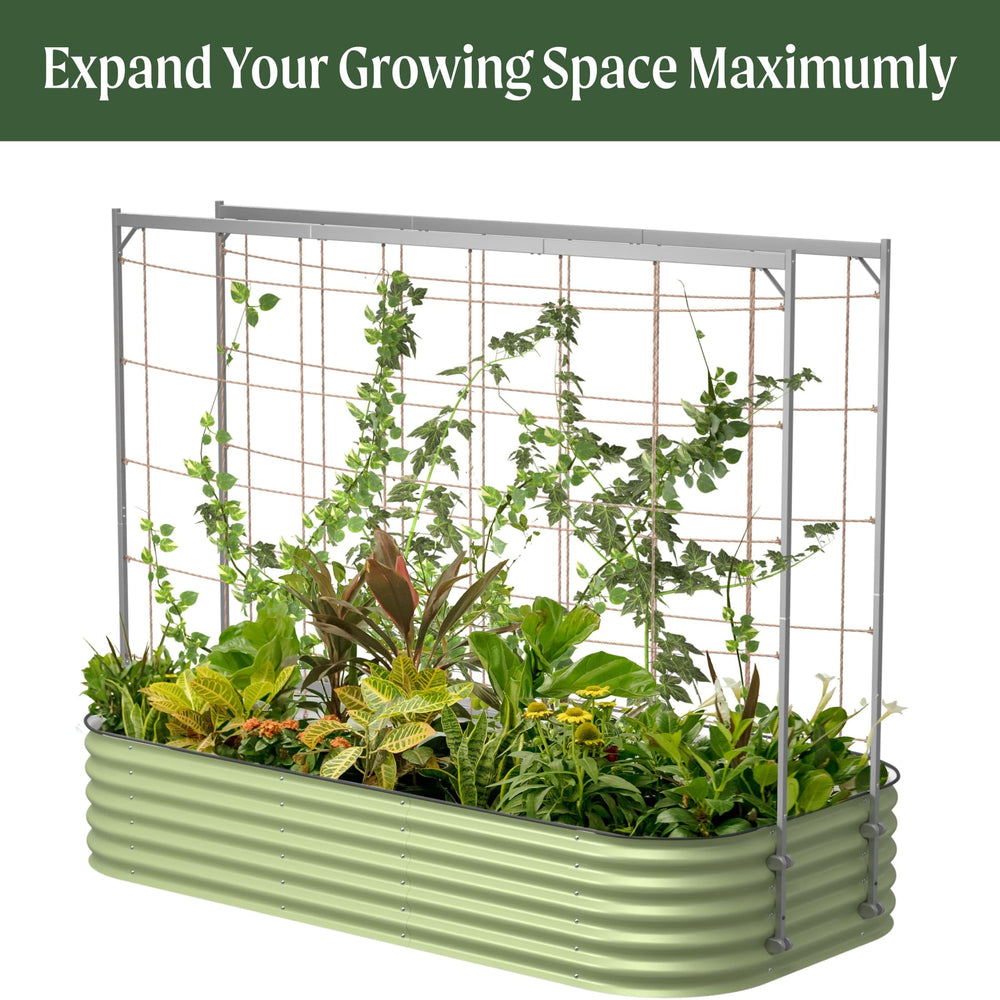 Vego Garden lifestyle backyard raised bed garden illustrating space efficiency