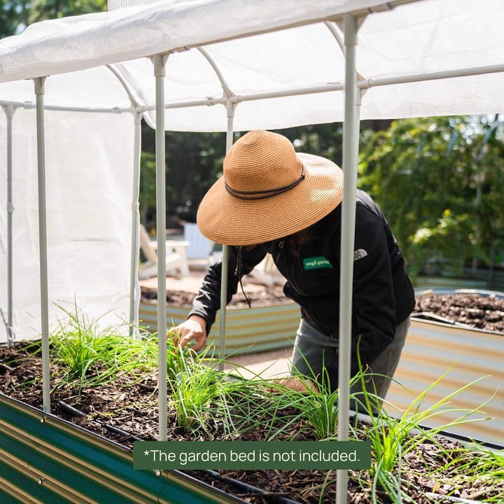 Vego garden in a backyard setting demonstrating tidy, professional garden protection