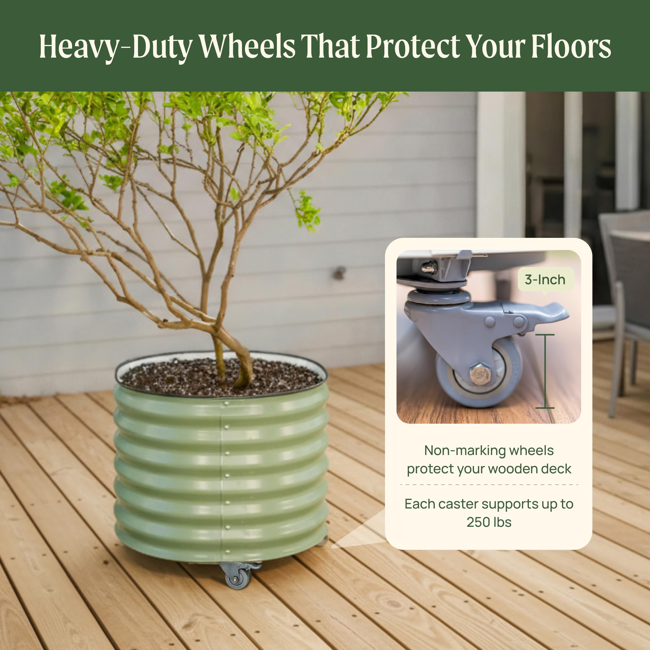 Vego garden scale comparison with chair to show planter size and capacity