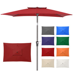VEGOND front view wine red rectangular umbrella providing wide shade