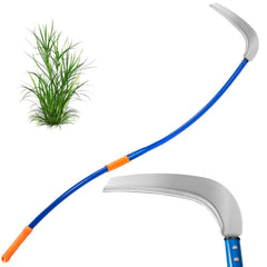 VEKSICY front view of full scythe showing ready-to-use tool and balance benefit