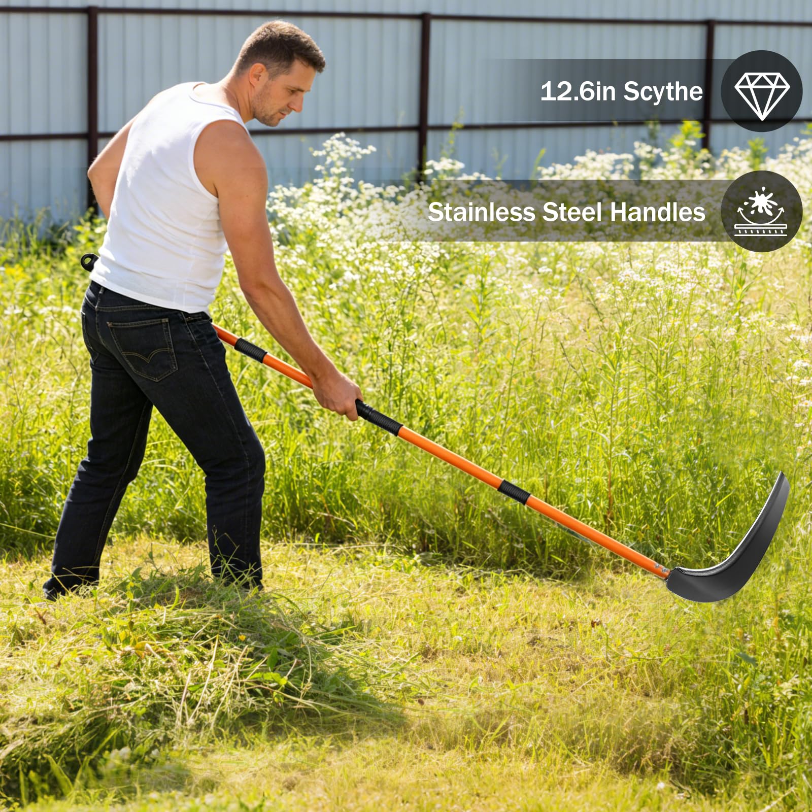 VEKSICY lifestyle image clearing field and vines, efficient manual cutting for landscapes