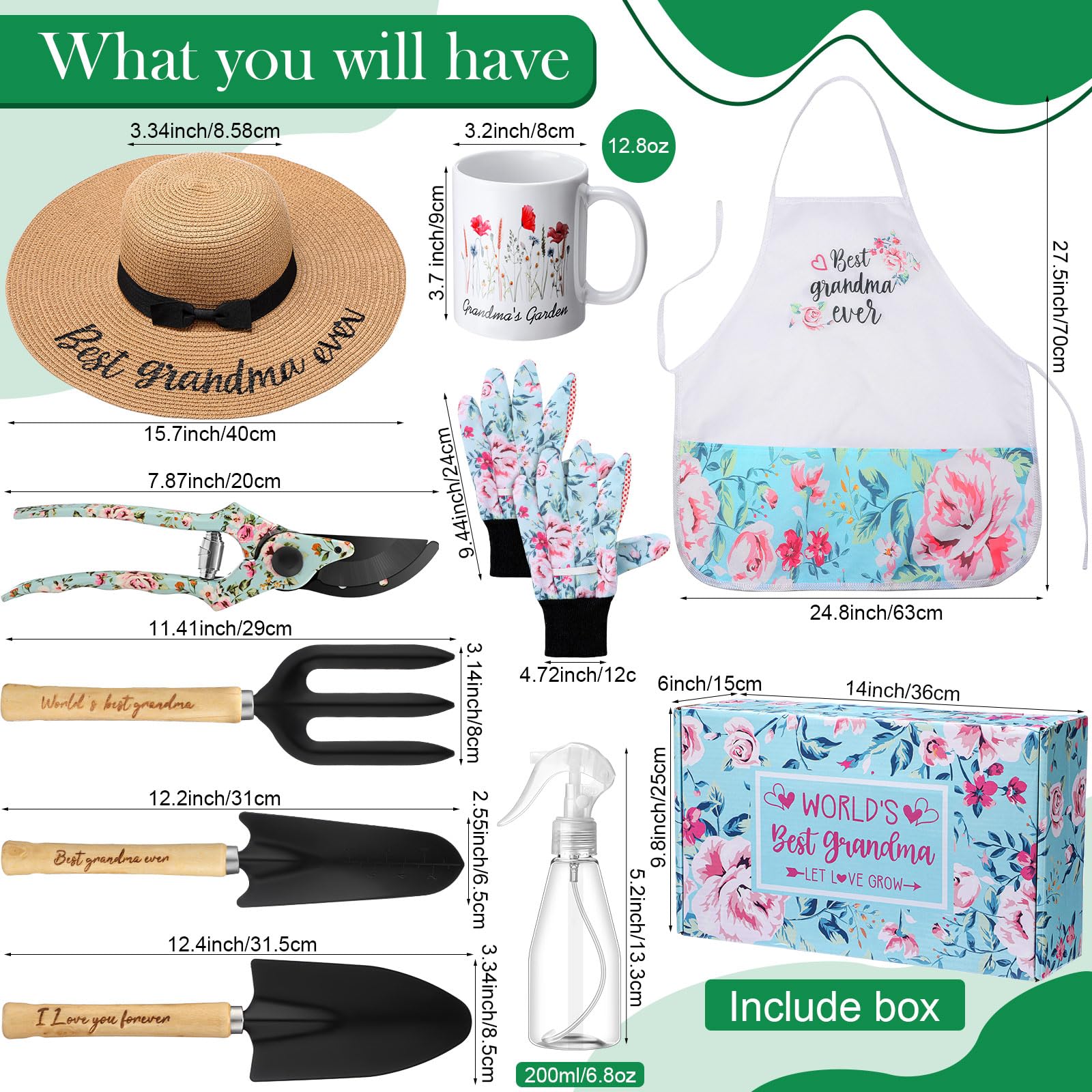 Velmitten apron and floral gloves flat lay protecting clothes and hands
