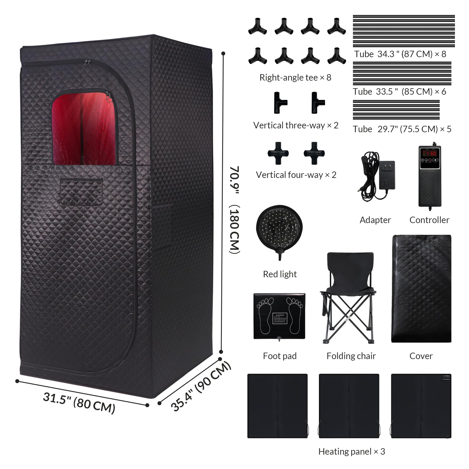 Veloqore interior with foldable chair and heated foot pad for comfortable sessions
