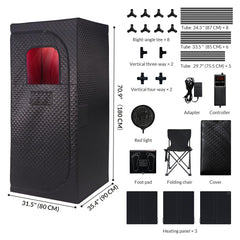 Veloqore interior with foldable chair and heated foot pad for comfortable sessions