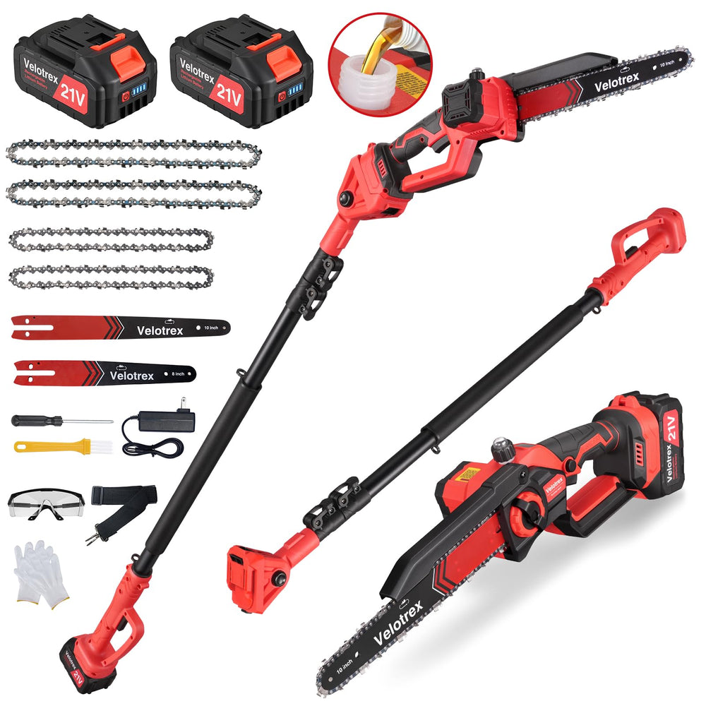 Velotrex front unit full view showing compact pole saw and chainsaw benefits