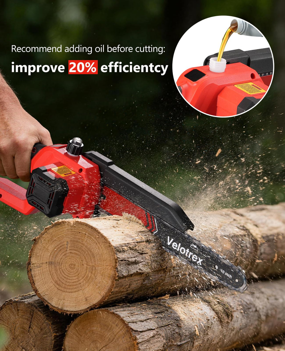 Velotrex in-use pruning shows ladder-free trimming and ergonomic positioning