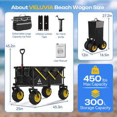 VELUVIA close-up of 9-inch balloon wheel for smooth sand traction