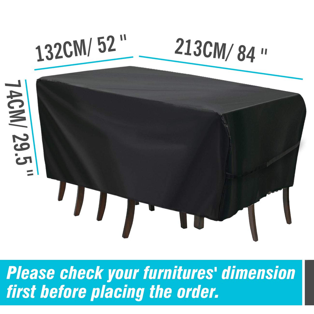 Velway cover on patio table and chairs demonstrating complete protection