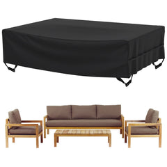 Velway cover front view protecting rectangular patio set, ensures furniture longevity