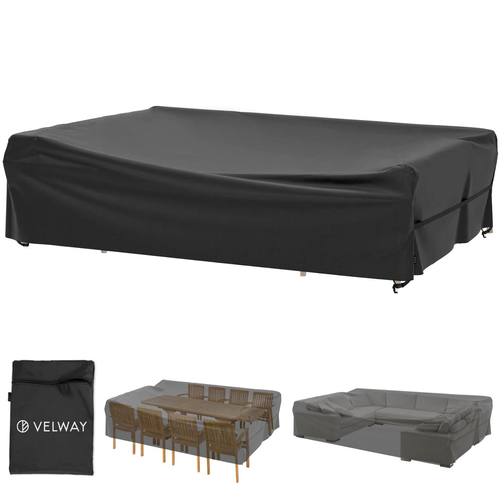 Velway front view of covered patio set showing full protection benefit