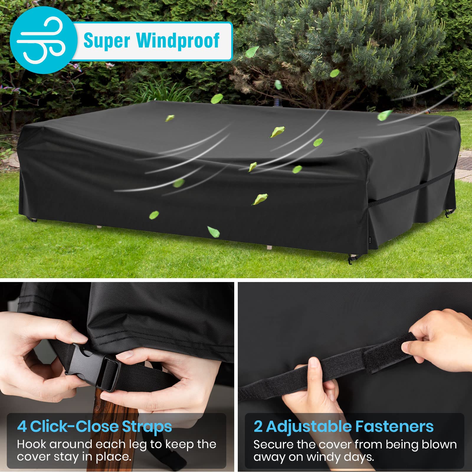 Velway windproof buckle and adjustable fastener preventing cover blow-off