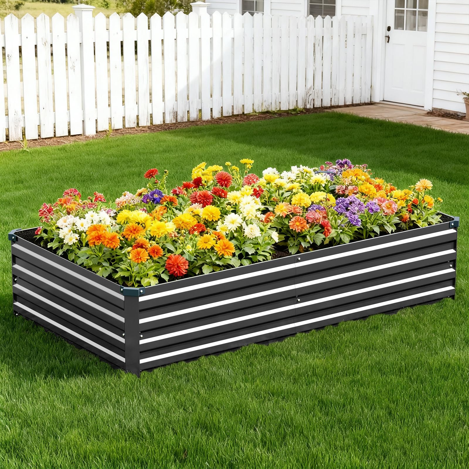 Vengarus assembled on patio showing tidy planters enhancing outdoor living space