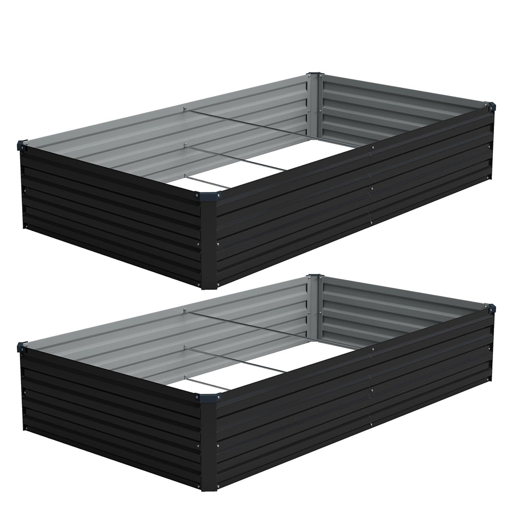 Vengarus front view black galvanized planter showing sturdy structure and neat finish