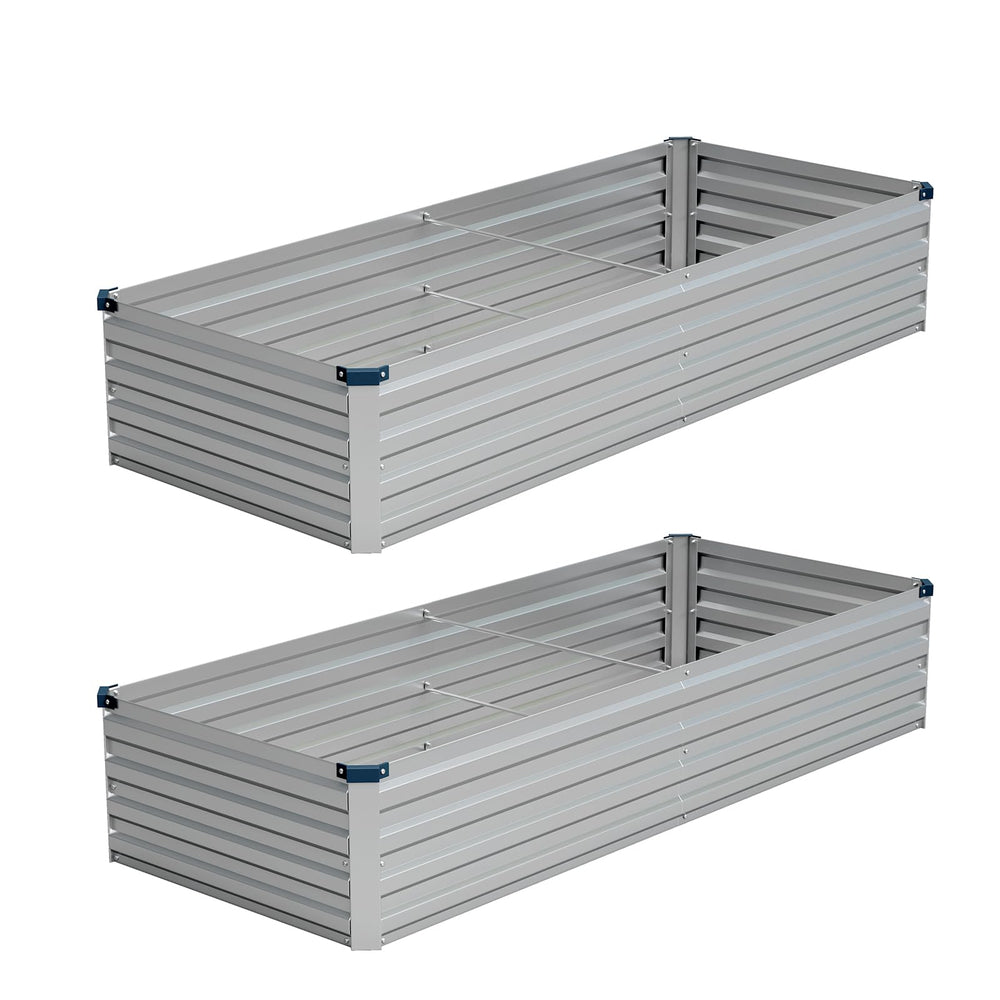 Vengarus front view of two galvanized planter boxes showing durable build benefit