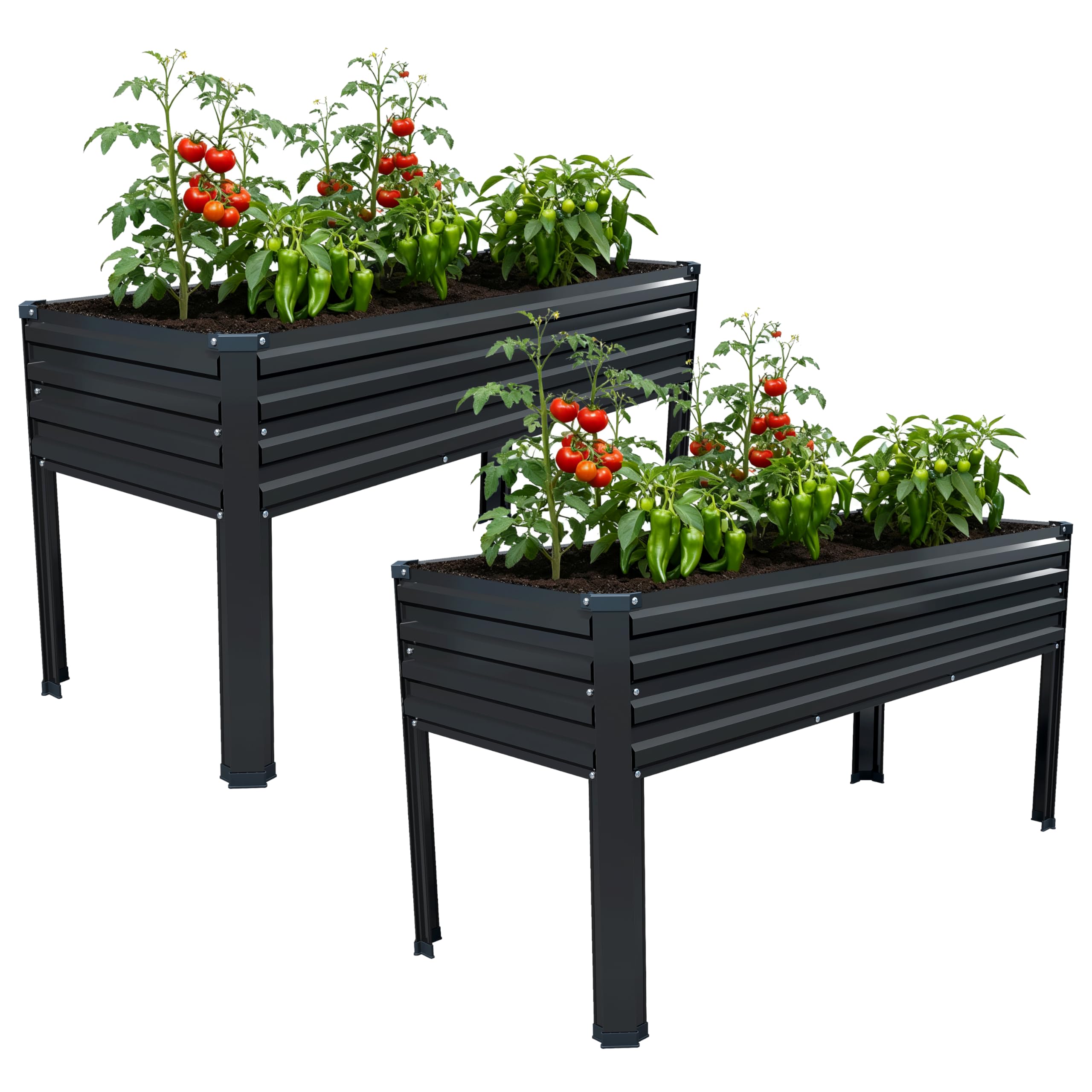 Vengarus front view of raised garden bed set showing neat durable planter benefits