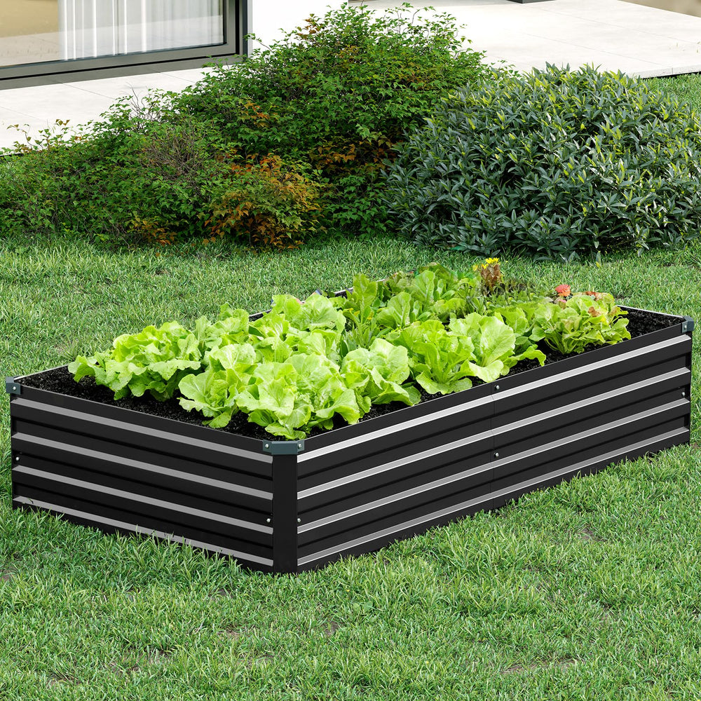 Vengarus planted vegetable bed overhead showing productive layout and yield