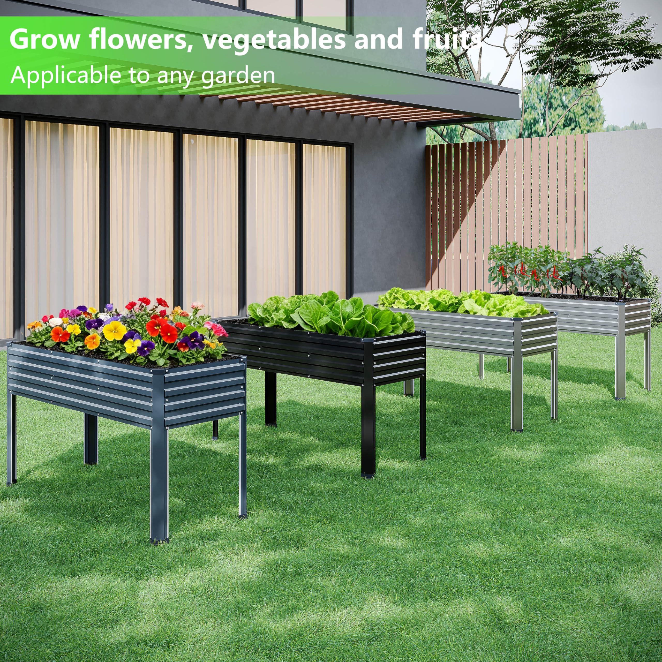 Vengarus planted bed with tomatoes and herbs demonstrates productive use and easy harvesting