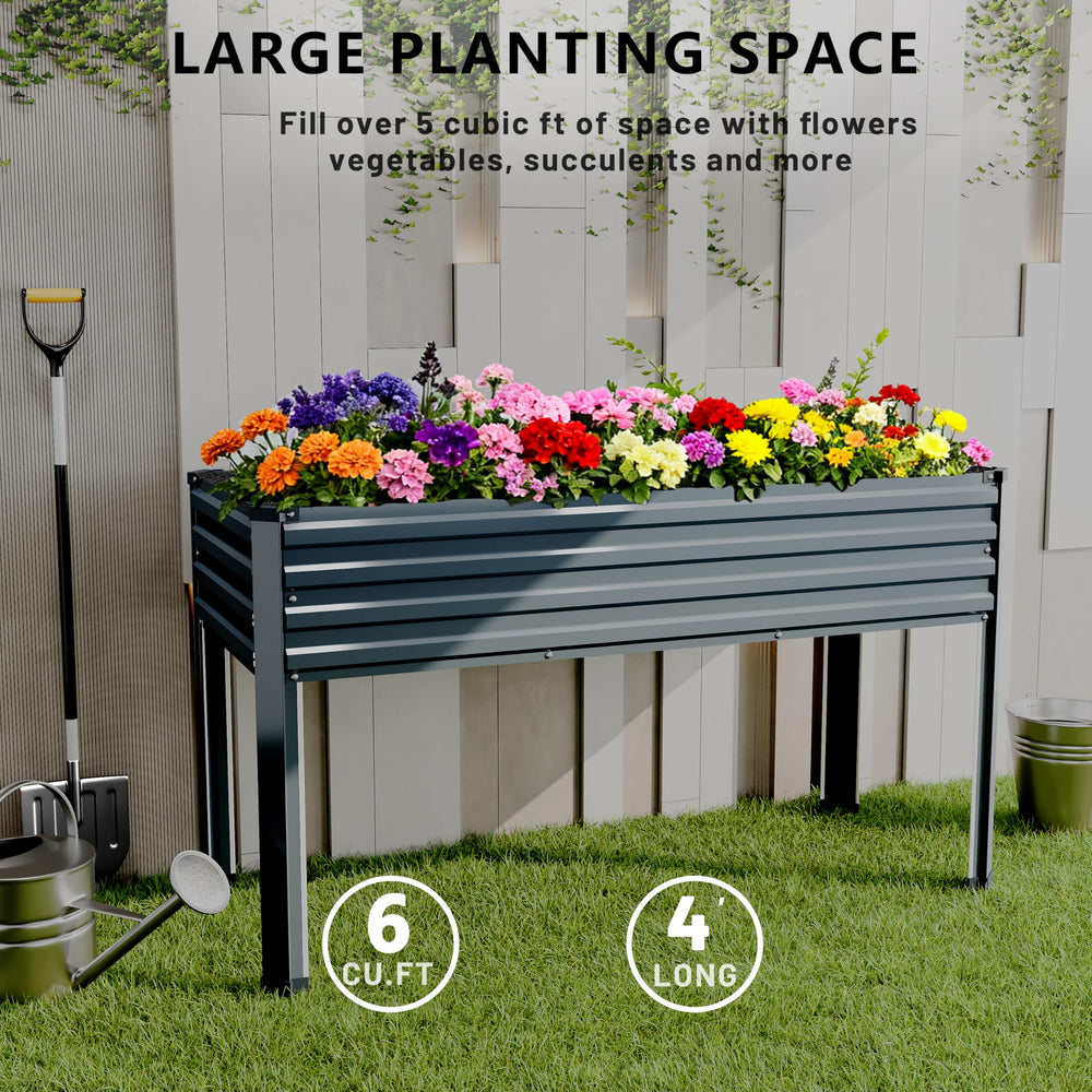 Vengarus two beds placed on a deck lifestyle shot showing space-saving outdoor planting