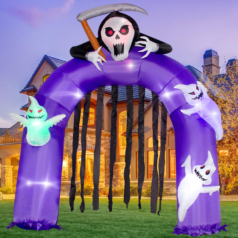 VENLOIS front view of Grim Reaper arch creating a spooky welcome
