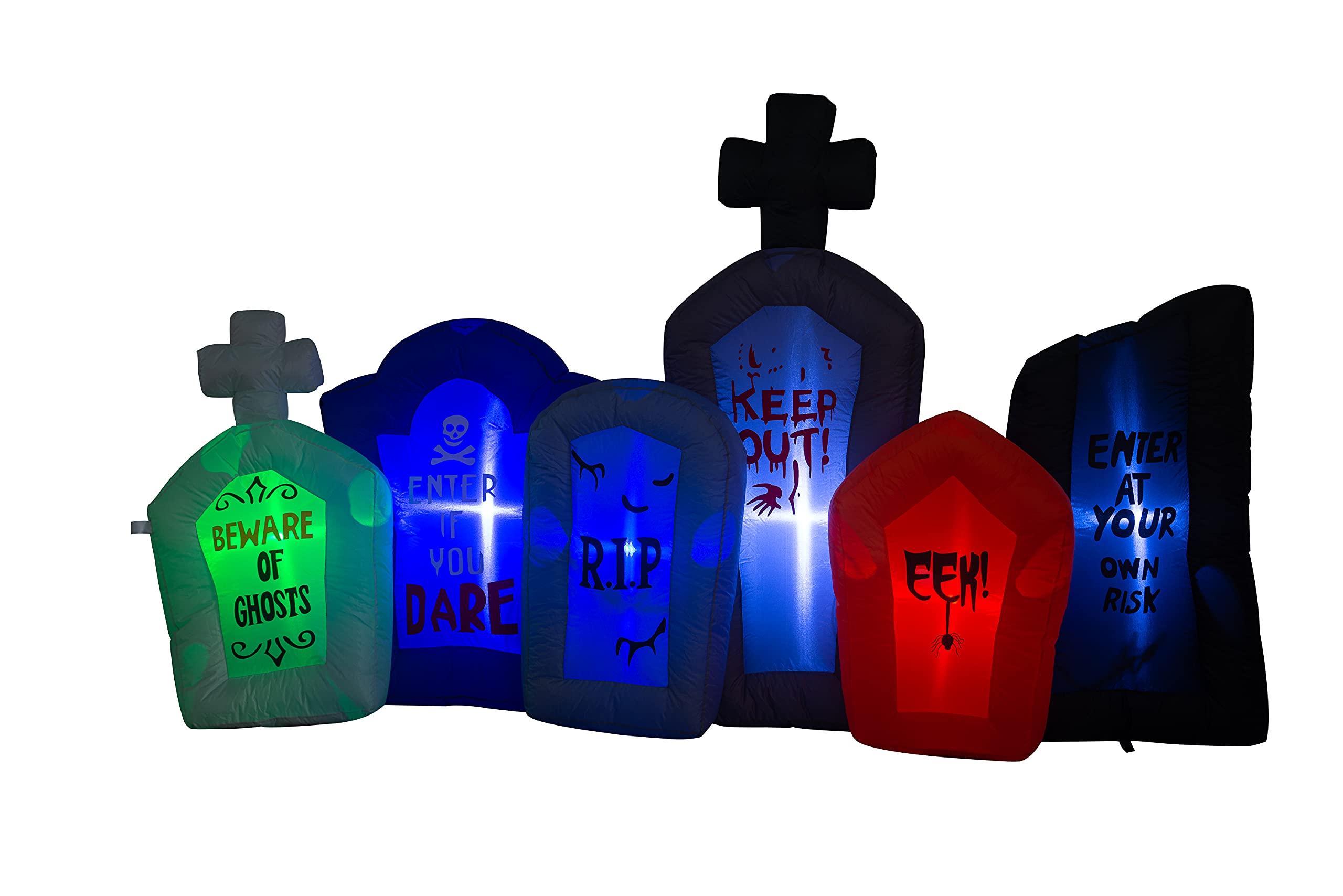 VENLOIS illuminated tombstones in a front yard creating a spooky pathway