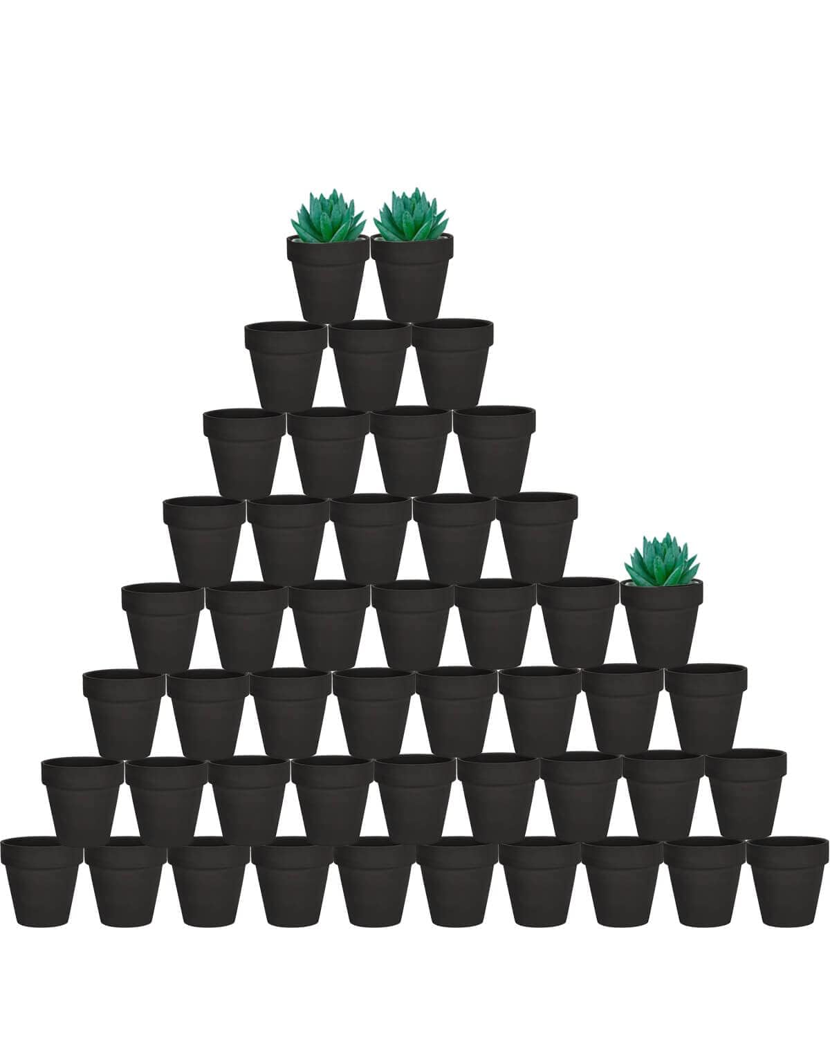 vensovo front packaging showing 48 black clay pots, durable delivery