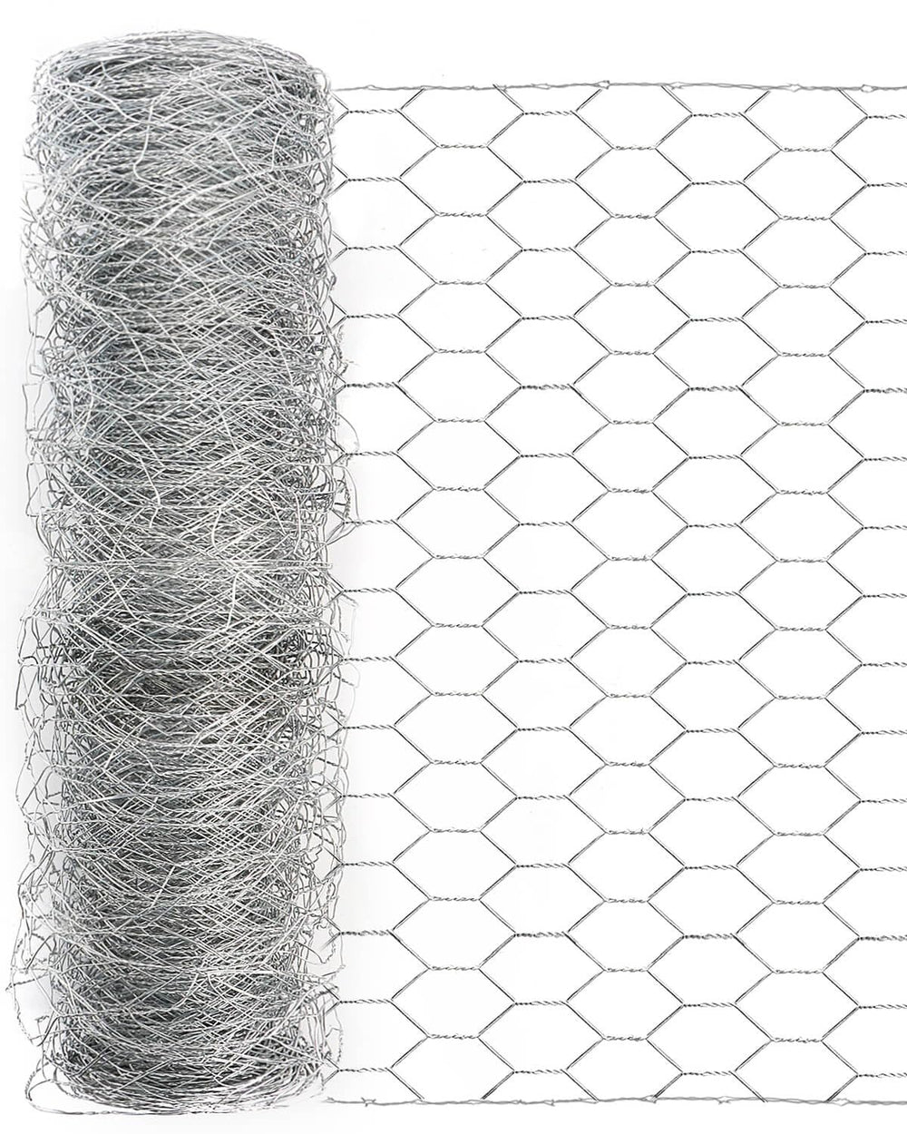 vensovo front view of rolled chicken wire showing size and galvanized finish for durable protection