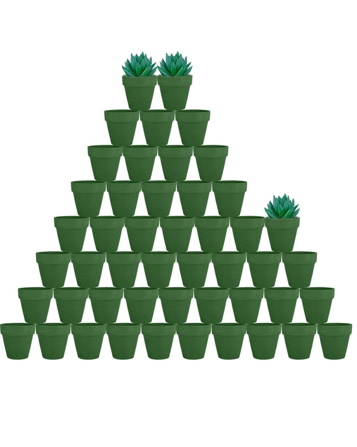 vensovo front view of 48 green clay pots showing quantity and durable packaging