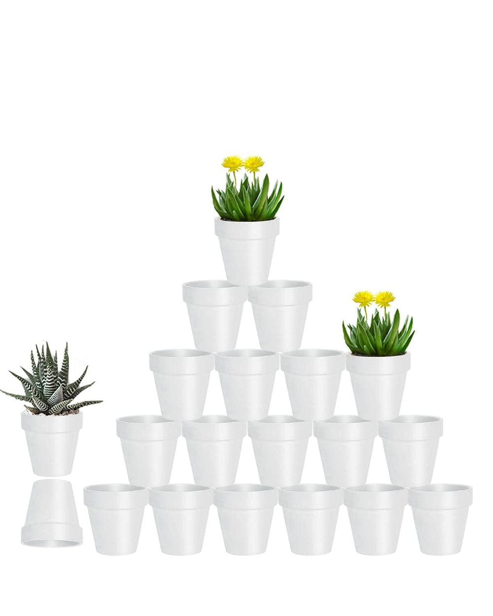 vensovo front view of white terracotta 20-pack showing neat stack and value