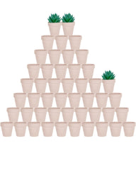 vensovo front view of 48 pink terracotta pots showing uniform set and styling benefit
