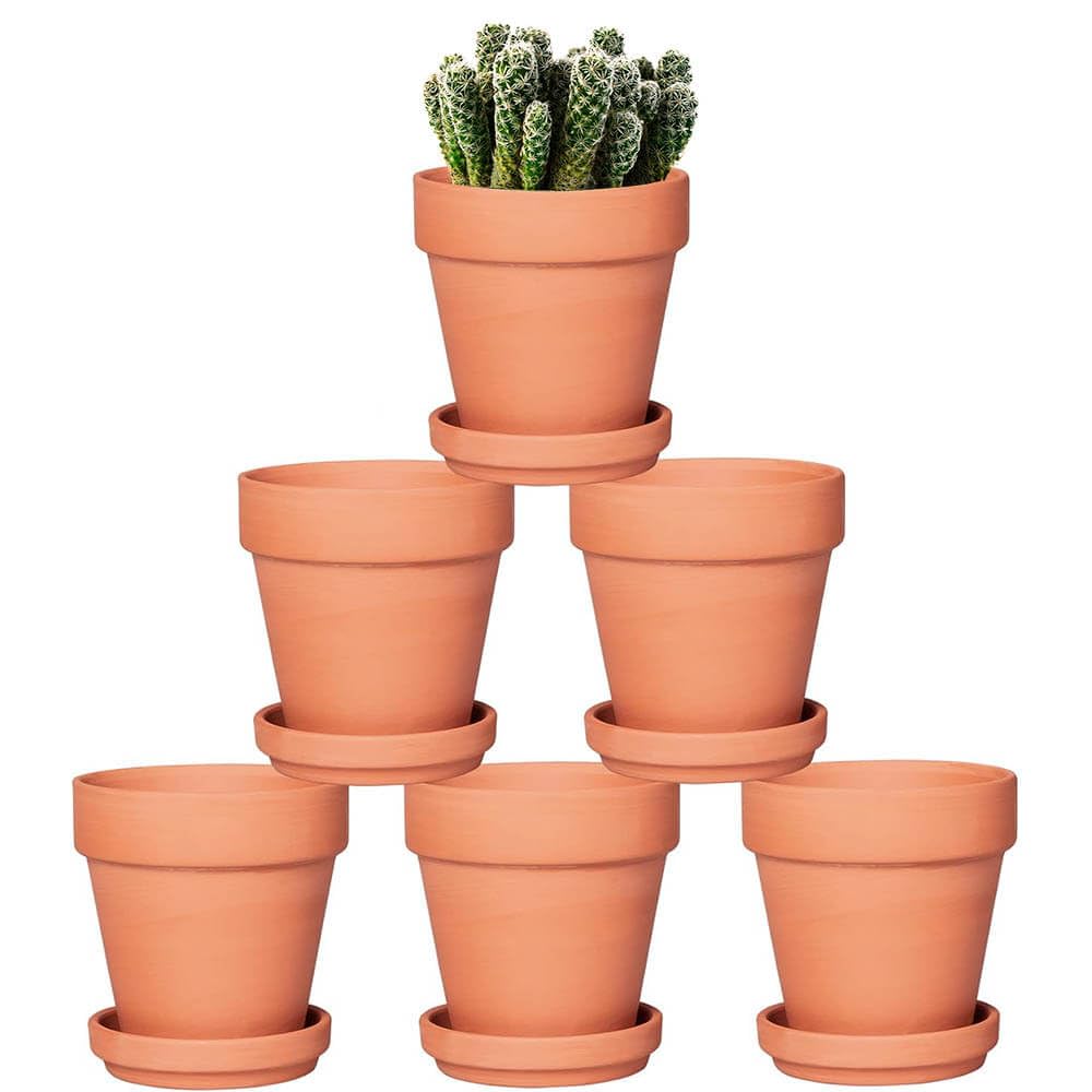 vensovo front view showing six terra cotta pots neatly arranged, easy styling