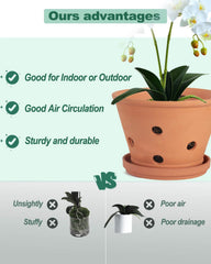 vensovo pot seated on saucer on tabletop keeping surfaces clean and catching excess water