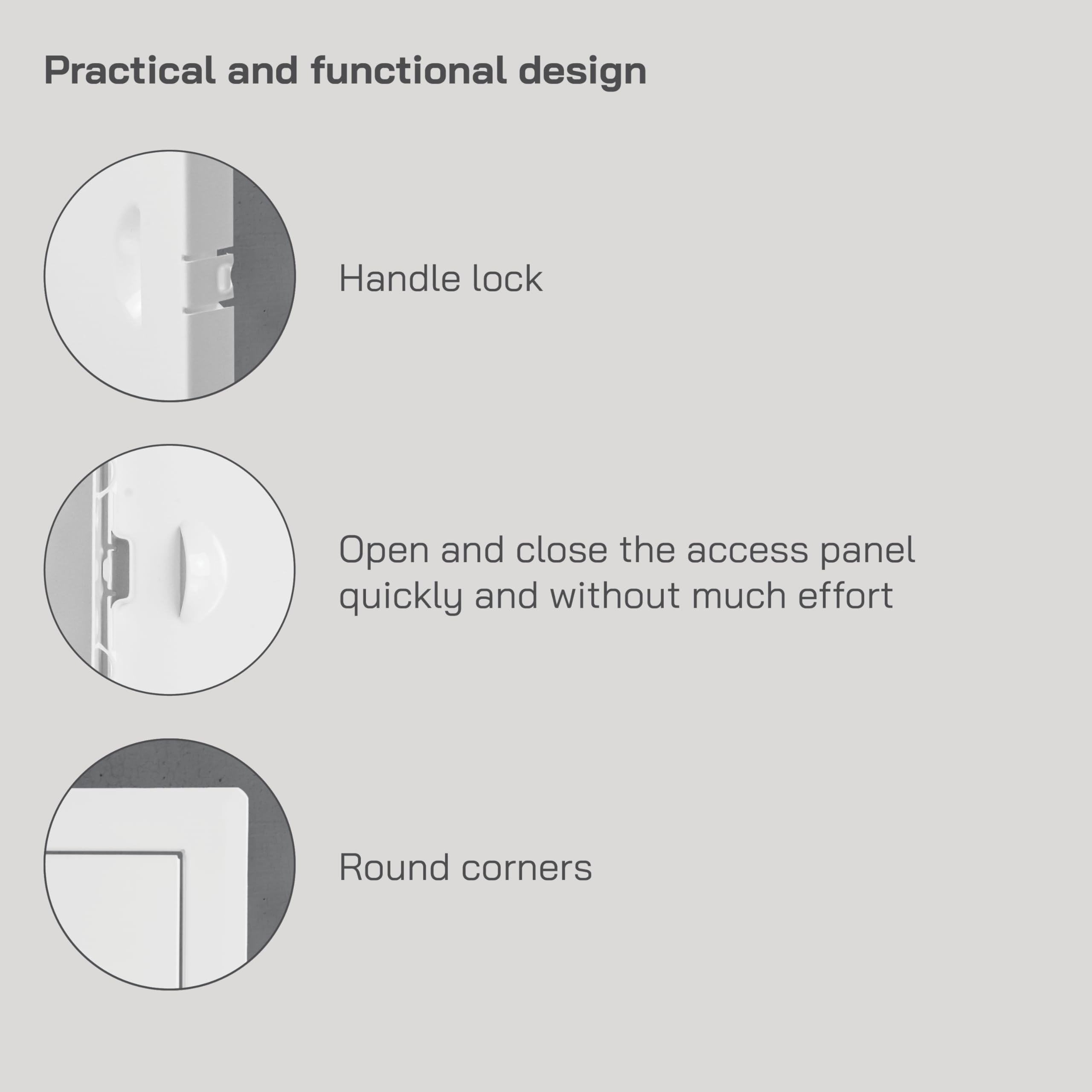 Vent Systems handle close-up illustrating ergonomic grip for easy opening benefit