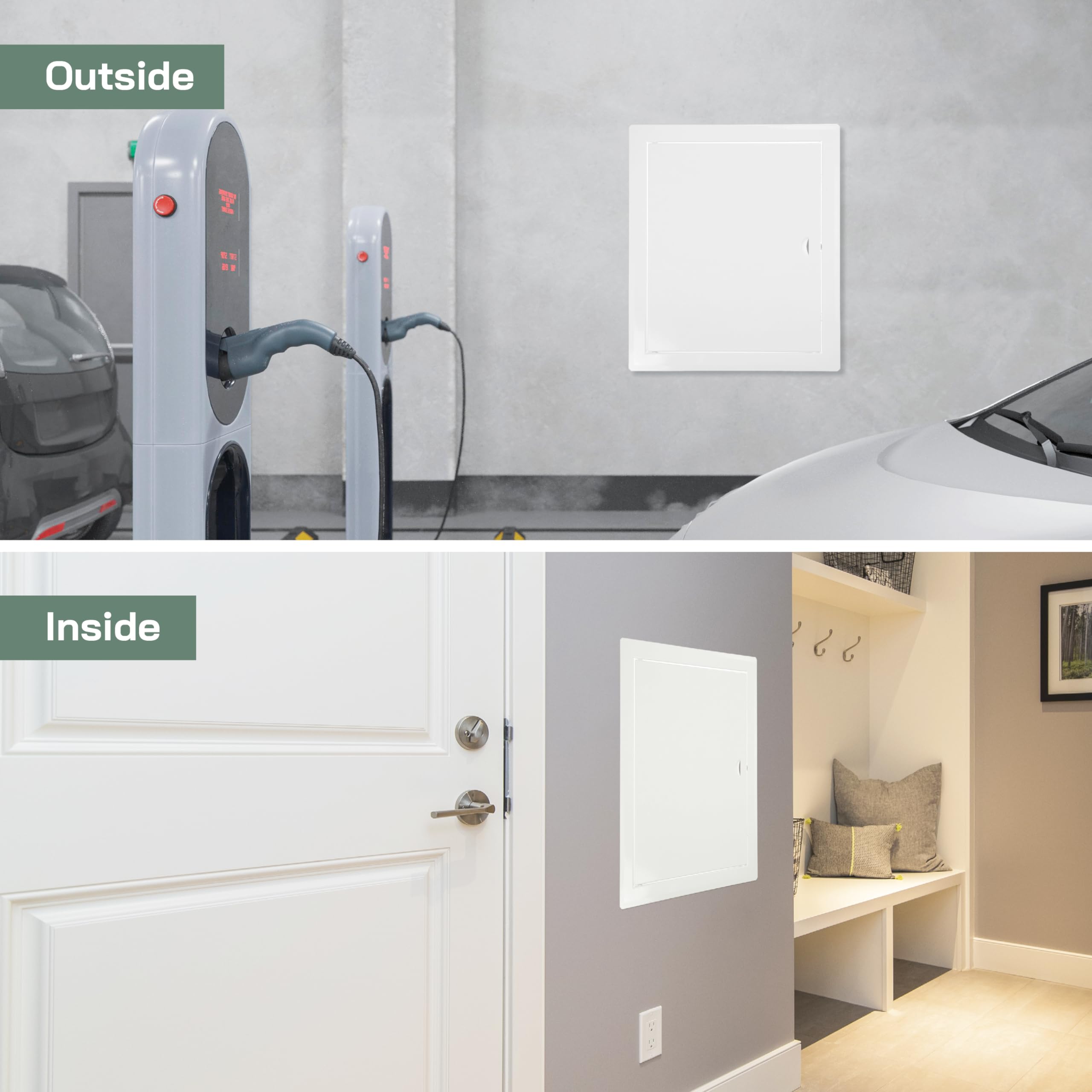 Vent Systems installed in bathroom wall offering discreet plumbing access benefit