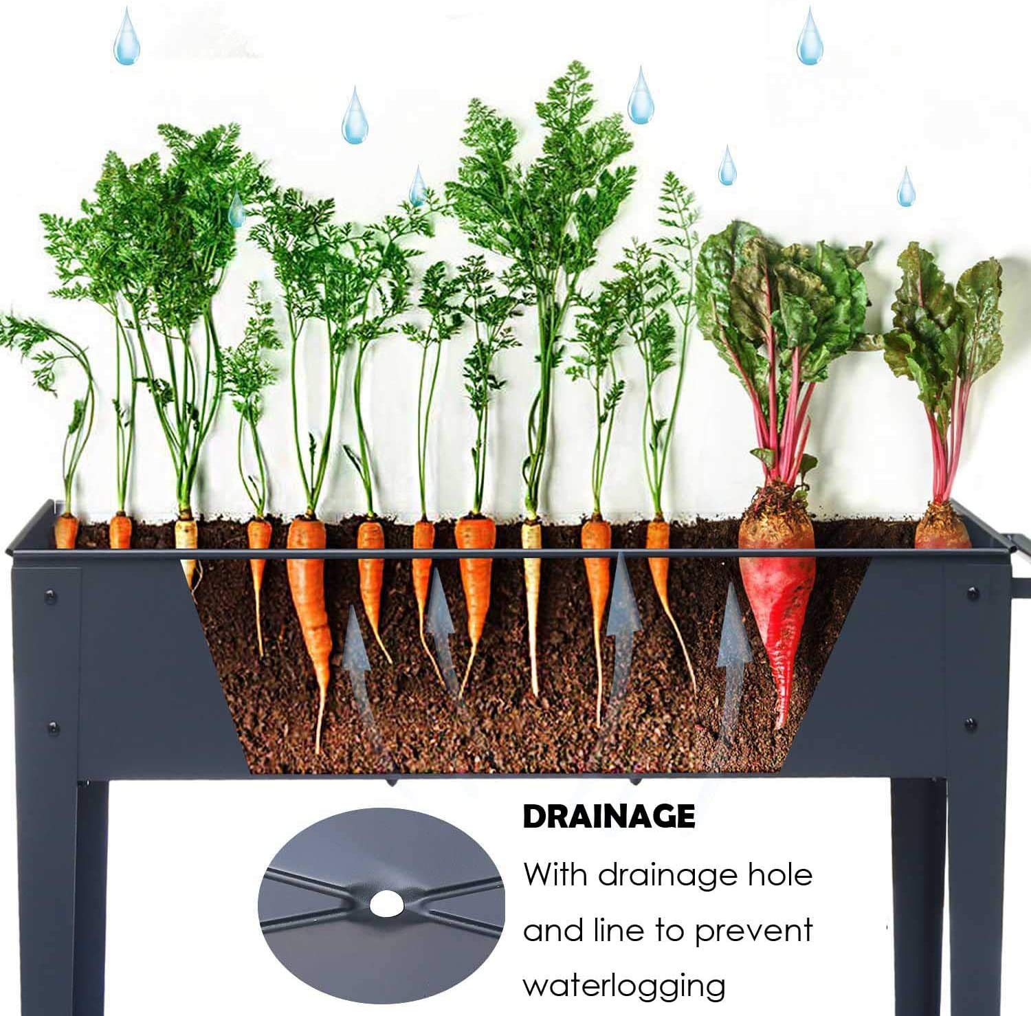 VEOAY planter in use on balcony with herbs and vegetables demonstrating ergonomic comfort