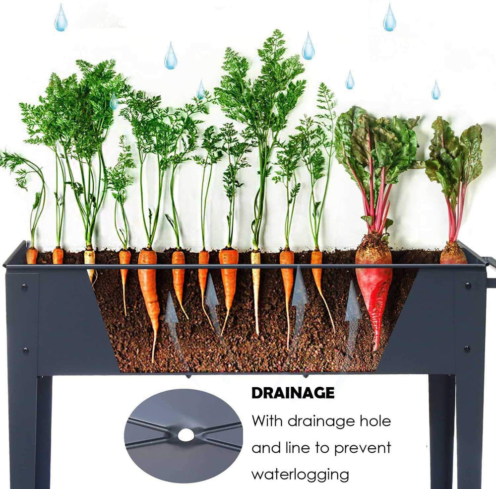 VEOAY planter in use on balcony with herbs and vegetables demonstrating ergonomic comfort